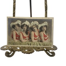 Vintage C1900s Four Women Red Costumes Walery Paris RPPC Glamour Postcard France picture