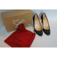 Christian Louboutin Simple Pump 85 Black Patent Leather Red Bottom Heels 38 picture