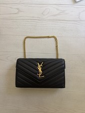 Saint Laurent Black Chevron Quilted Envelope Crossbody Chain Bag Gold Hardwar picture