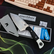 Benchmade 4010BK Station Knife Black White G10 Stainless Chef Knife w/ Sheath picture