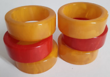 6 VINTAGE BAKELITE BUTTERSCOTCH NAPKIN RINGS 124 GRAMS 11/16” WIDE Tested picture