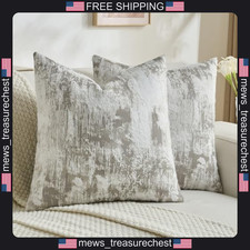 Faux Cashmere Pillow Covers 18x18 Inch Pack of 2 Grey White Decorative Cushions picture