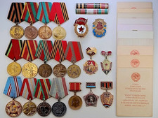 Soviet Russian Set 21 Medals, badges, 10 Documents of Veteran WW2 Army USSR WWII picture