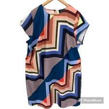 Eloquii Plus Colorblock Short Sleeve Shift Dress 20 Multicolor Tunic Dress picture