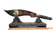 Vintage Thai Ceremonial Knife Dagger & Stand Mother of Pearl Inlay Meedmor READ picture