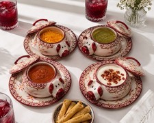 4 Temp-tations by Tara Old World Casseroles Piggy Mini Bakers Red Lidded picture