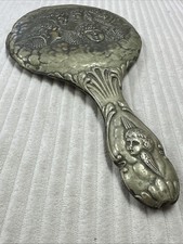 ANTIQUE Silver Hand Mirror Reynolds Angels Birmingham EPNS ANGEL Vanity Mirror picture