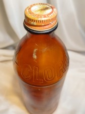 VTG 1930s-1940s Amber Glass Clorox Pint Bottle 8