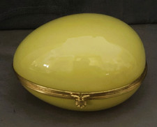 Nice Vintage  CHAMART FRANCE  Yellow  Egg Shaped  Trinket Box picture