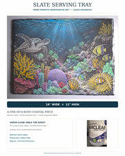16 X 12 Slate Laser Engraved Serving Tray Hand Painted -Food Safe- Coral Reef picture
