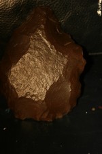 RARE QUARTZ H. ERECTUS HANDAXE ON LEVALLOIS FLAKE S-MOROCCO 500-600.000 YEARS picture