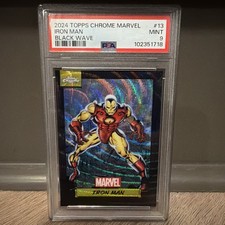 2024 Topps Chrome Marvel IRON MAN 9/10 Black Wave (PSA 9) picture