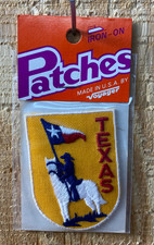 Vintage 1980's Iron On TEXAS Lone Star Patch State Horseman Flag Soldier Cowboy picture