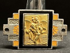 Europe 1920´ old car badge Art Deco St. Christopher protector drivers, enameled picture