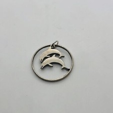 HOBO ART CUT OUT DOLPHINS QUARTER DOLLAR PENDANT CHARM VERY COOL picture