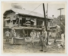 Paranque, Philippines Bombed Businesses 1941 WWII US Army Photo War J16116 picture