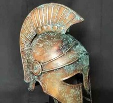 Medieval Greek Corinthian Helmet With Metal Plume & Wooden Stand C1 picture