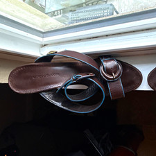Manolo Blahnik Brown Leather Ankle Strap Sandals Buckle EU 39.5 US 9 picture