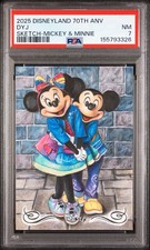Topps 2025 Disneyland 70th  Sketch Mickey & Minnie Auto PSA 7 picture