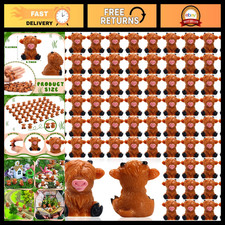 100 Mini Highland Cow Figurines - Cute Tiny Animal Collectibles, Bulk Set of 100 picture