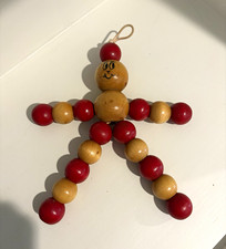 Vintage 1930S-1940S Wooden String Bead Crib Toy Figure picture