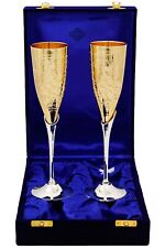 Wine Glass 2 Pieces Silver Engraved Copper Brass golden best gift Christmas picture