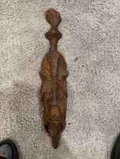 Antique Vintage Cast Iron African Figural Face Sculpture 23” Heavy Architectural picture