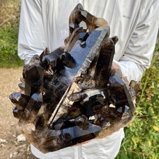 9.36LB Large Natural Smoky Black Quartz Cluster Crystal Specimen Healing picture