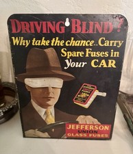 Vintage Early Jefferson Union Glass Fuse Driving Blind Advertising Store Display picture