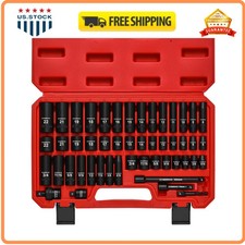 CASOMAN 49 Piece 3/8 Drive Impact Socket Set SAE and Metric 6 Point Cr-V Steel picture