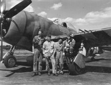 Ace Mjr. Francis Gabby Gabreski and crew P47 Thunderbolt  WWII 4x6 Re-Print 0124 picture