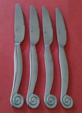 4 Gibson EUROPA Stainless DINNER KNIVES Swirl Spiral FreeShip picture
