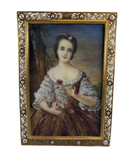 Antique 19thC French Madame Louise de France Portrait Painting Gilt Filigree Fra picture