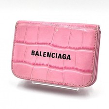 Balenciaga Cash Mini Trifold Wallet Pink Crocodile Embossed Leather picture