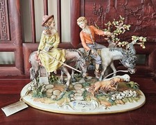Dino Bonalberti Capodimonte Figure W Donkeys Porcelain Statue picture