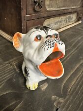 Vintage Hand-Painted Porcelain French Bulldog Cigar Ash Tray Tooth Pick Holder picture