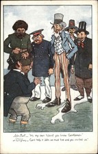 A/s Arthur Moreland POLITICAL CARTOON JOHN BULL UNCLE SAM Antique Postcard picture
