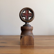 Antique Louis V Aronson 1915 WWI Red Cross Bronze Ambulance Hood Ornament picture