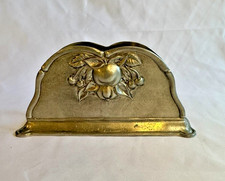Etain Zinn Vintage Pewter Napkin/Letter Holder Fruit Cherry Apple Embossed 95% picture