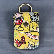 Dooney & Bourke Disney Parks Yellow Sketch Credit Card Key Fob Holder Key Ring picture