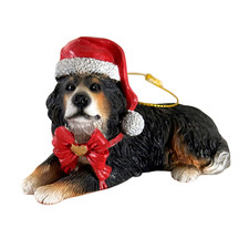 Bernese Mountain Dog w/ Santa Hat Resin Christmas Ornament New Yuletide Designs picture