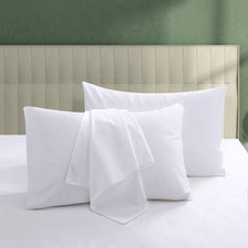 100% Egyptian Cotton Pillow Protectors Set of 2 Queen Size White Queen 2Pack picture