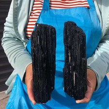 2Pieces 4.64LB Natural Black Tourmaline Crystal Rough Healing Specimen 6688 picture