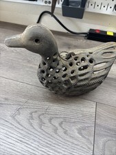 Vintage Heavy Cast Iron Duck Bird Mallard Tea Light Garden Table Decor Lantern picture
