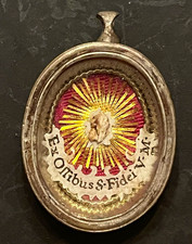 Antique 18thC Reliquary Theca Ex Ossibus St Faith Fidei Bone Relic Wax Seal picture