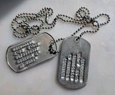Mint VIETNAM WAR 1963 Pair Metal Dog Tags & Chain Authentic Air Force enlisted picture