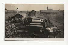 OLD ALMENA WISCONSIN WI RPPC - RAILROAD STATION DEPOT - DENISON IMAGE - WAGONS picture