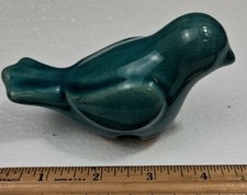 Vintage Bird Cracked Blue / Teal Glaze Ceramic Bird Fast Shipping  picture