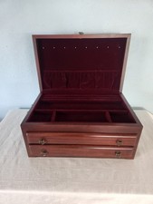Beautiful Vintage Wooden Jewelry Box Large Eureka Reed & Barton Dark Brown Wood picture