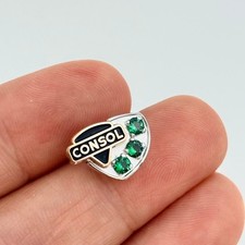 Consol Energy 10K Gold Employee Service Award Pin Green Stones Coal Mining 1.6g picture